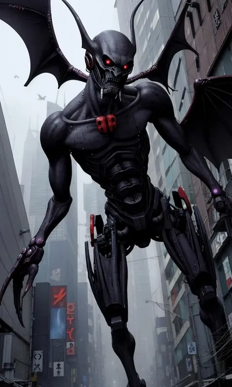 HiroyaOku2023, 1girl, female monster creature walking, fantasy, uhd, 8k, best quality, masterpiece, black and white illustration, manga, horror, deformed, grotesque, falling apart, odd creature, skinny, humanoid, 4 arms, 3 fingers, alien, action shot, claws, bio-mechanical, bat wings,