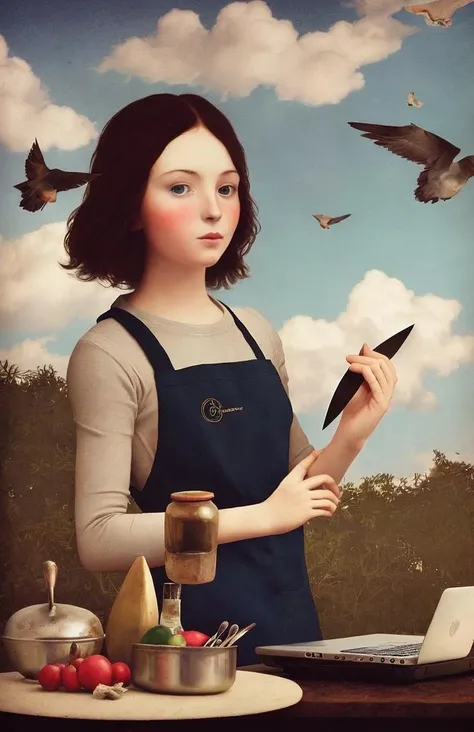 Painting of a girl with a drum and a hat, benjamin lacombe, Surrealismo pop lowbrow, Surrealismo pop Lowbrow Art Style, cortando el aire. Surrealismo pop, Surrealismo lowbrow, por Li Chevalier, Arte lowbrow, tamborilero, !!!Esao Andrews!!!, Surrealismo pop, adrian borda, Lowbrow surrealista, por Mathieu Le Nain