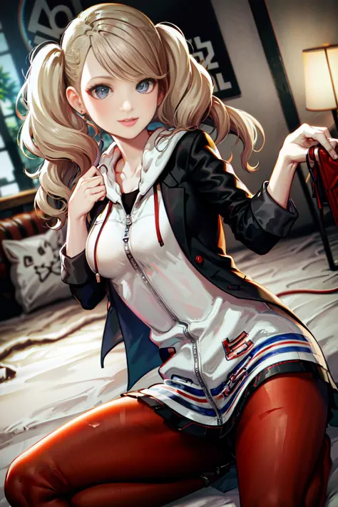 <lora:AnnTakN-12:1>, smile, CasualCL, wearing CasualCL, red pantyhose, skirt, jacket, volumetric lighting, best quality, masterpiece, intricate details, tonemapping, sharp focus, hyper detailed, absurdres, highres, 1girl