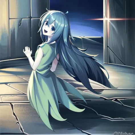 (masterpiec, official art), spooky-shojs, 1girl, solo, happy, looking back, <lora:spooky-shojs-10:1>