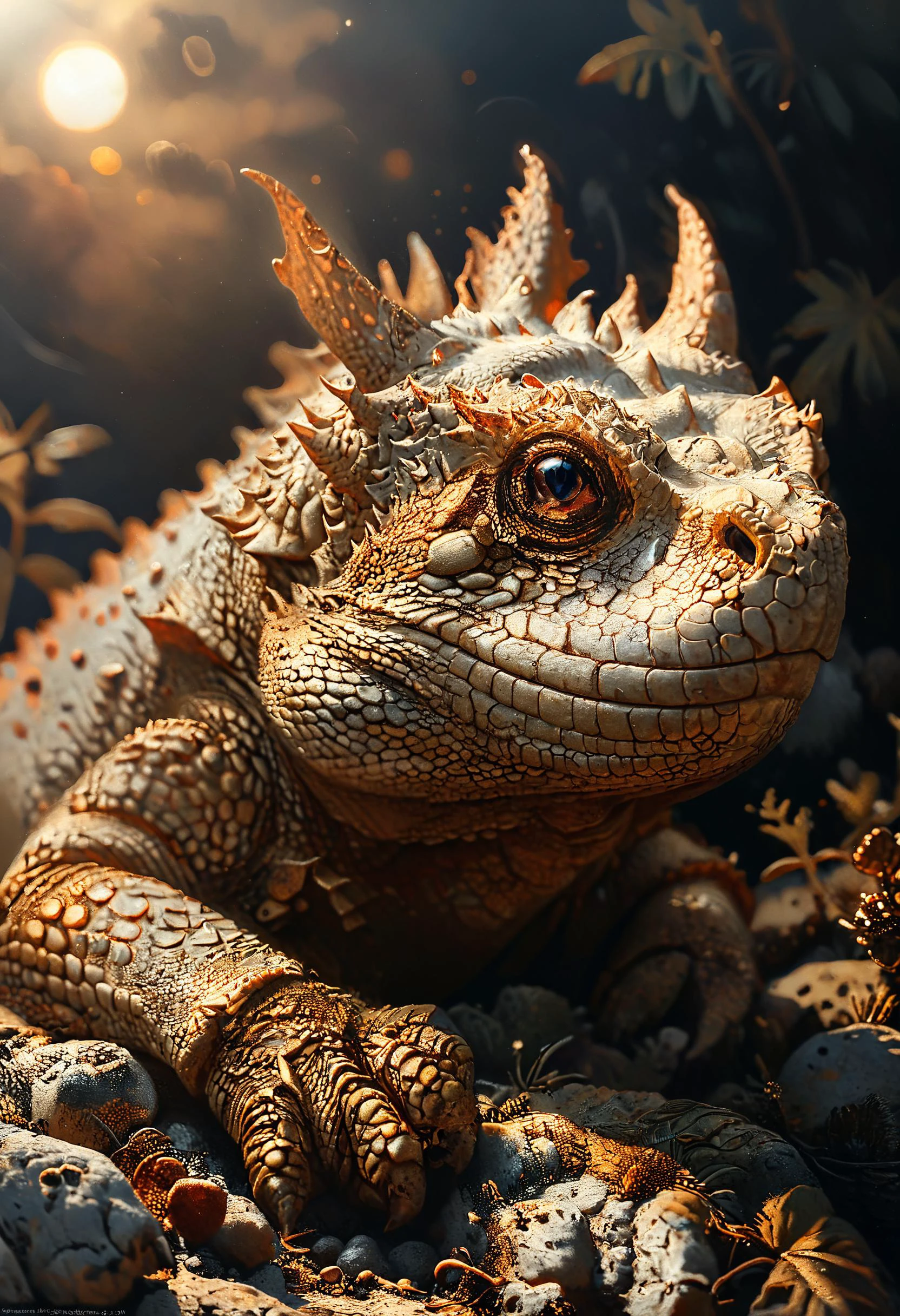 <lora:Mythical_Beasts:0.8> fmb Horned Lizard, <lora:MJ52:0.8>, Hard Lighting, <lora:Dreamyvibes artstyle SDXL - Trigger with dreamyvibes artstyle:0.7> Dreamyvibes Artstyle <lora:The_Classic:0.8>