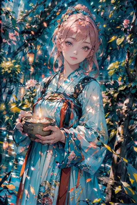 <(best quality, extremery best quality, masterpiece:1.4), (realistic, intricate details:1.4), (photorealistic:1.4), (extremely intricate:1.4), highres, ultra highres, ultra-detailed, absurdres, incredibly absurdres, extremely detailed, high quality, high resolution, hyperrealistic, ultra-realistic, hyper-detailed, top quality, best, fine detail, massive detail, Highly detailed, extreme detailed, highest detailed, high-res, absolutely resolution, reflection, (refraction:1.4), (hyperrealism:1.4)>, BREAK, 1girl, solo, looking at viewer, (young cute beautiful 18-year-old girl:1.4), 3d face, (hand of Guido Daniele:1.4), beautiful girl, Beautiful face, pretty, girlface, kpop idol,  supermodel, stunning innocent symmetry face, perfect body, medium breast, slim waist, slim legs, (high detailed skin:1.5), glowing eyes, goddess, natural skin texture, shiny skin, White skin, Beautiful detailed face, detailed face, real skin texture, cute delicate face, finely detailed face, golden ratio, golden ratio face, expressive eyes, perfect face, perfect skin, flawless face, clear face, shiny hair, pale skin, Proper body proportion, perfect anatomy, realistic skin texture, luscious lips, glossy lips, natural makeup, beautiful bright pupils, slender figure, intricate eyes, detailed pupils, detailed face and eyes, longeyelashes, blush, good hand, perfect hands, pretty face, beautiful female bodies, finely detailed skin, oily shiny skin, clean facial features, an extremely delicate and beautiful, cute & girly, beautiful detailed eyes, stars in the eyes, BREAK, (((((standing, (hanfu, tang style, tang style outfits, pink upper shan, Pink long upper shan, Pink chest pleated skirt, Pink pleated skirt, Pink chest po skirt, Pink po skirt, red with pink waistband, Pink pibo:1.4), (smile, Pink hair, Pink eye,  long hair, Pink eyelashes, Pink lips, Pink lip colour, Eyes glowing Pink, flat bangs:1.5), (night, Night time, moon light, sky, landscape, aurora borealis, stars, outdoors, Chinese, pink fluffy bunny, Pink fireworks, Sakura tree background:1.4), (lake background, mountains,  full moon background, night lake shore, river, forest, chinese style countryard, lanterns, pond,  cobblestone pathway,   building pavilion, chinese buildings, moutains, misty lake, ancient chinese background, puddle,  after the rain, petals falling, wet grass and trees, flower sea, in a meadow, waterfall, breeze, flying splashes, flying petals, leaves, bloom, bloom effect, surrounded by heavy floating petal flow, petal,  Pink butterfly, flower,   detailed beautiful grassland with petal, flowers, plants, Pink rose, many Pink roses, leaves falling from the tree,  candle in the wind flickering,   dust is drifting, ethereal, scenery, nature, mysterious background:1.4), (iridescent colors, Iridescence, blush, mysterious, fantasy background, fantasy, open mouth:1.2), (fog, wind:1.2),   (Luminescent Particles:1.3), (fullbody:1.2), (eye focus, face focus, character focus, close-up face:1.2),  (dutch angle, cowboy shot:1.3),  colorful refraction)))), BREAK, <watercolor, available light, detailed light,  volumetric fog,  beautiful lighting,  Rembrandt lighting,  Cinematic, pixel art,  game art,  key visual,  surreal,   PBR Texturing,   Anisotropic Filtering, Maximum Clarity And Sharpness, Albedo And Specular Maps, Multi-Layered Textures, Surface Shading, Sub-Pixel Convolution,  Sub-Pixel Convolution,  Accurate Simulation Of Light-Material Interaction, blurry foreground, broad light, volumetric light effect, matte painting, perfectly defined features, volumetric lighting, Tone Mapping, Lumen Reflections, Global illumination, Ray Tracing, Screen Space Global Illumination, Accent Lighting, 32k, Natural Lighting, volumetric, cinematic masterpiece, Rule of thirds, high dynamic range, Multi-exposure HDR capture, cinematic render, game cg cinematic, atmospheric perspective, movie scene, epic dynamic frame, motion blur, ((cinematic look, Film look)), rim light, 4k textures, adobe lightroom, photolab, insane details, hyperdetailed, exposure blend, professional color grading, professional color correction, aerial perspective, particles and dust in beams of light, cinematic scene, dynamic lighting, sharp details, lomography, soft focus, light leaks, bold hues, atmospheric depth, (explosive light and shadow:1.2), aesthetics, intricate designs, ultra realistic digital art, (zentangle, mandala, tangle, entangle), (fractal art), elegant, vivid colours, floating particles, particles, dramatic, epic, (ink drawing, oil painting detailed), (dramatic lighting:1.2), RAW, huge filesize, extremery detailed CG, Photo, 8k uhd, cinematic atmosphere, trending on artstation, award-winning glamour photograph, highly detailed photo, official art, beautiful and aesthetic, unity 8k wallpaper, beautiful, highly detailed CG illustration, best illustration, intricate, Amazing, emotional, analog, painting, digital painting, concept art, Oil Painting, illustration, Classical art, Renaissance, Romanticism, Neoclassicism, Color Palette, depth and contrast, Vibrant colors, saturated, rich saturation, color harmony, vivid palette, concept-art, design style, detail character, concept render, colorful, analog photography, dreamy atmosphere, specular highlights, atmospheric lighting, (dynamic angle, dynamic pose :1.3), (shiny, clothes reflecting light, lens flare, bloom effect, light particle, lens glare:1.3), realistic lighting, cinematic light, (cinematic lighting), light in the face, soft lighting, saturated colors, detailed background, sharp focus, 8k high definition, perspective, Master Composition, roughness, post-processing, soft shadows, realistic shadows, ambient occlusion, ray-tracing, subsurface scattering, photon mapping, physically-based rendering, octane rendering, unreal engine 5, ue5 rendering, Adobe After FX, dslr, RTX, Best character details, radiosity, sharp, antialiased, RAW photo, HDR, 8k, 4k, (((Photographed by Roger Deakins, using a RED Monstro 8K VV camera and a series of high-end lenses))), ((Hasselblad photography)), (film grain:1.4), Kodak portra 400, ((Fujifilm X-T5)), professional photograph, depth of field, caustics, Broad lighting, diffuse lighting, rim lighting, two tone lighting, textile details, visible pores, high resolution scan, professionally color graded, photographic reality, automatic white balance, best lighting, detailed shadow, high contrast, strong light and shadow>, (PureErosFace_V1:0.5), (ulzzang-6500:1), <lora:epiNoiseoffset_v3:0.05>, <lora:add_detail:0.15>,  <lora:hanfuTang_v35:0.65>,  <lora:zhongfenghuaxiyou-000018:0.15>