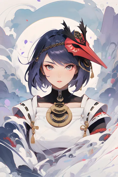 1girl, woman focus, (kujousaradef, indigo hair, gold eyes, short hair), <lora:genshinfull1-000006:1>, portrait, Flat and Zen Chinese Illustration style, (purple cloud and flow air:1), randomly distributed clouds, river, falling petals, (melt), (purple and white melt), (purple and white lace), <lora:å¶å¶å¶å¶å¶_Zenpainting l ç¦
ææç»_v1.0:0.7>