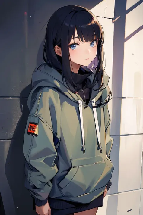 (masterpiece, best quality), detailed clothing, extremely detailed background
BREAK (1girl), 18yo, solo, charming face, tilting head,
(Avant-garde:1.4), contemplative, wrapped in an oversized textured hoodie, partially obscured by deep shadows, conveying a sense of introspection and urban melancholy