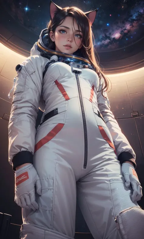 (((cat wearing spacesuit))),((personification)),long haired hair,solo,close-up,highres,realistic,reality,Cinematic Lighting,cover,space,starry_sky,<lora:liuli2:0.5>,liuli2, (((FROM BELOW))), photorealistic, octane render, best quality, looking at viewer, looking down, sharp focus, (8k), (4k), (Masterpiece), (Best Quality), (realistic skin texture), extremely detailed, intricate, hyper detailed, , illustration, soft lighting, , high resolution, sharp detail, blush
