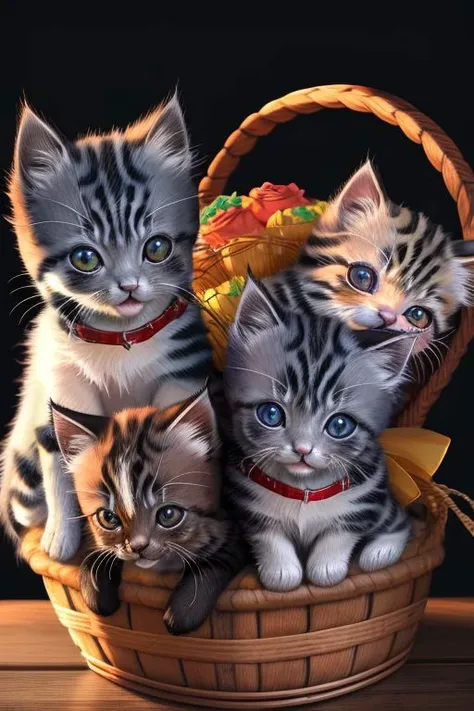 (large group of small cute colorful kittens in basket:1.5),
ultra wide angle shot, cinematic style, 8k, RAW photo, photo-realistic, masterpiece, best quality, absurdres, incredibly absurdres, huge filesize, extremely detailed, High quality texture, Cinematic Lighting, physically-based rendering, Ray tracing,
photorealistic, octane render, best quality, looking at viewer, looking down, sharp focus, (8k), (4k), (Masterpiece), (Best Quality), (realistic skin texture), extremely detailed, intricate, hyper detailed, illustration, soft lighting, high resolution, sharp detail,