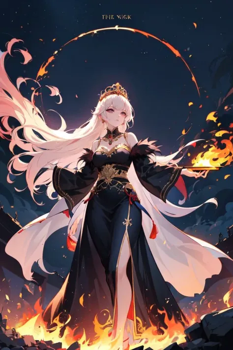 She's the queen of the night
For our god and king, she fights
And relentlessly she walks
To the edge of the world
Through the fire and flames
Through her enemies remains
They will see her glory now