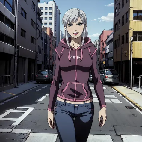 <lora:NoraPolyansky002:0.7>,solo,smile,open mouth,
NoraPolyansky,1girl,
hairclip,grey eyes,red lips,
hoodie,jeans,
city,walking,