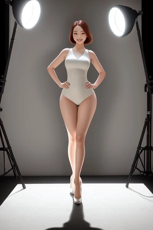 professional studio light, shadow quality, pretty face, smile, wide hips, full body,solo <lora:AtomicHips2:0.20>