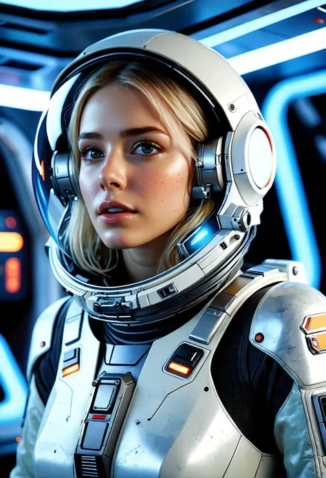 score_9, score_8_up, score_7_up, Michael Bay (dramatic scene:1.2),Cinematic photo, a cute girl, 22 years old, blonde hair, (wearing high tech space suite), SciFi scene, pale skin, Porta 160 color, shot on ARRI ALEXA 65, bokeh, sharp focus on subject, highest details, photorealistic, high background details, foggy spaceship interior, high sci-fi cockpit details, action atmosphere, godrays, 8k, raytracing, <lora:Better_cleavage:0.5>, <lora:breastsizeslideroffset:-0.26>, ((detailed dramatic background)), <lora:anti_longtorso_v10:1>