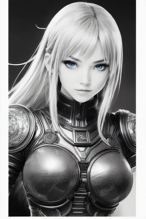 (Gorgeous manga:1.3) of (Ultra detailed manga:1.3), 8k, masterpiece, ((ultra detailed:1.1)), natural skin texture, 8k textures,glowing eyes,pencil sketch style, perfect european face,morning, woman in cyberpunk t-shirt against battle robot, electronic bra, dark fantasy genre,(Gorgeous Photo:1.4) of (Ultra detailed:1.4), 16k, masterpiece, 16k textures, cinematic look, intricate,