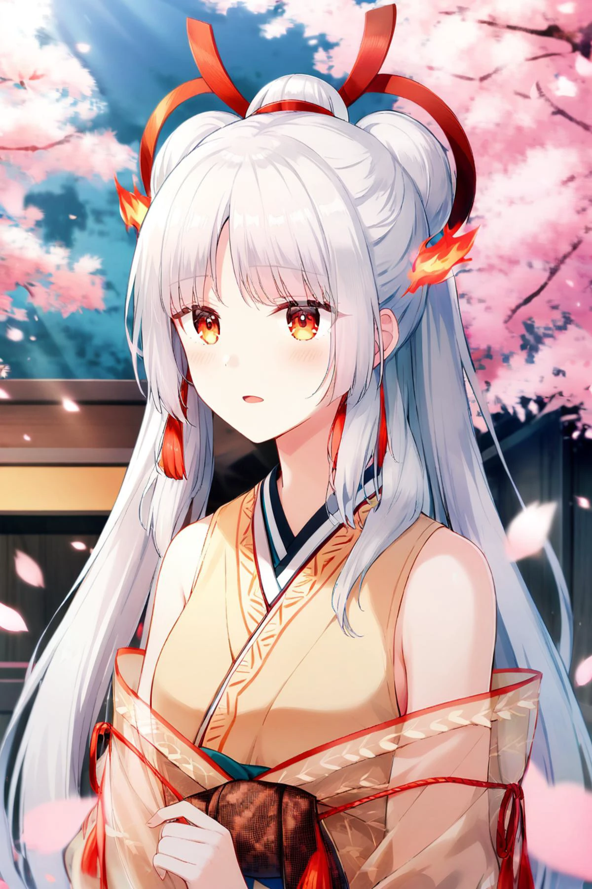 1girl,solo,buzhihuo,upper body,cherry blossoms,(hiten \(hitenkei\):0.8),tyakomes,game cg, <lora:yysXLv2-000007:1>