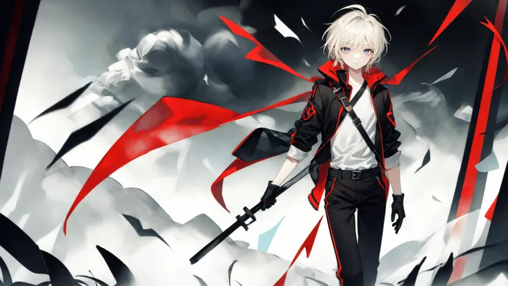 solo,weapon, (black_pants:0.85), gloves, holding, 1boy, pants,,
<lora:è¾
ä½ä¿®æ£(Weird image):1><lora:ä»å®µHuya:0.7>