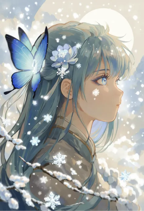 masterpiece, best quality,1girl, snowflakes, solo, hair ornament, bug, flower, butterfly, blue eyes, portrait, hair flower, profile, from side, snowflake hair ornament, blue flower, blue hair, blue butterfly, long hair, closed mouth, blue theme, eyelashes, looking ahead, sidelocks
<lora:huyaXLlokr3f-000191:0.95>