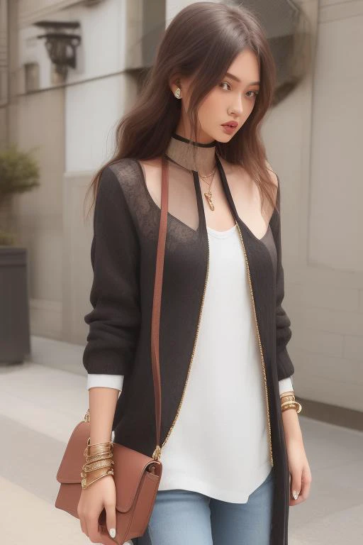 solo,High-low meets high-end - Combining high-quality basics with bold accessories creates a unique mix of styles that can elevate any outfit without breaking the bank!,<lora:ç¼å¨-000006:1>,, masterpiece, best quality,
