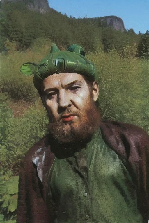Weirdcore close-up of <ffurian> male character with beard, standing in green hills plants, 90VHS, (<ffurian> close-up, in german clothing 1.3), ffurian looking at viewer (y2k aesthetic 0.8), ms paint style <lora:ms-paint-lora:1> (sunny weather 1.2), the matrix movie, <lora:y2kaesthetic:0.7>, 3d render, lush, bloom, neon, half0ster