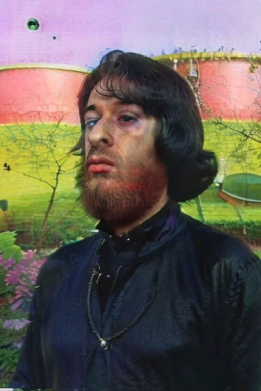 Weirdcore close-up of <ffurian> male character with beard, standing in pink hills plants, 90VHS, (<ffurian> close-up, in black clothing 1.3), ffurian looking at viewer (y2k aesthetic 0.8), ms paint style <lora:ms-paint-lora:1> (sunny weather 1.2), the matrix , <lora:y2kaesthetic:0.7>, 3d render, lush, bloom, neon, half0ster