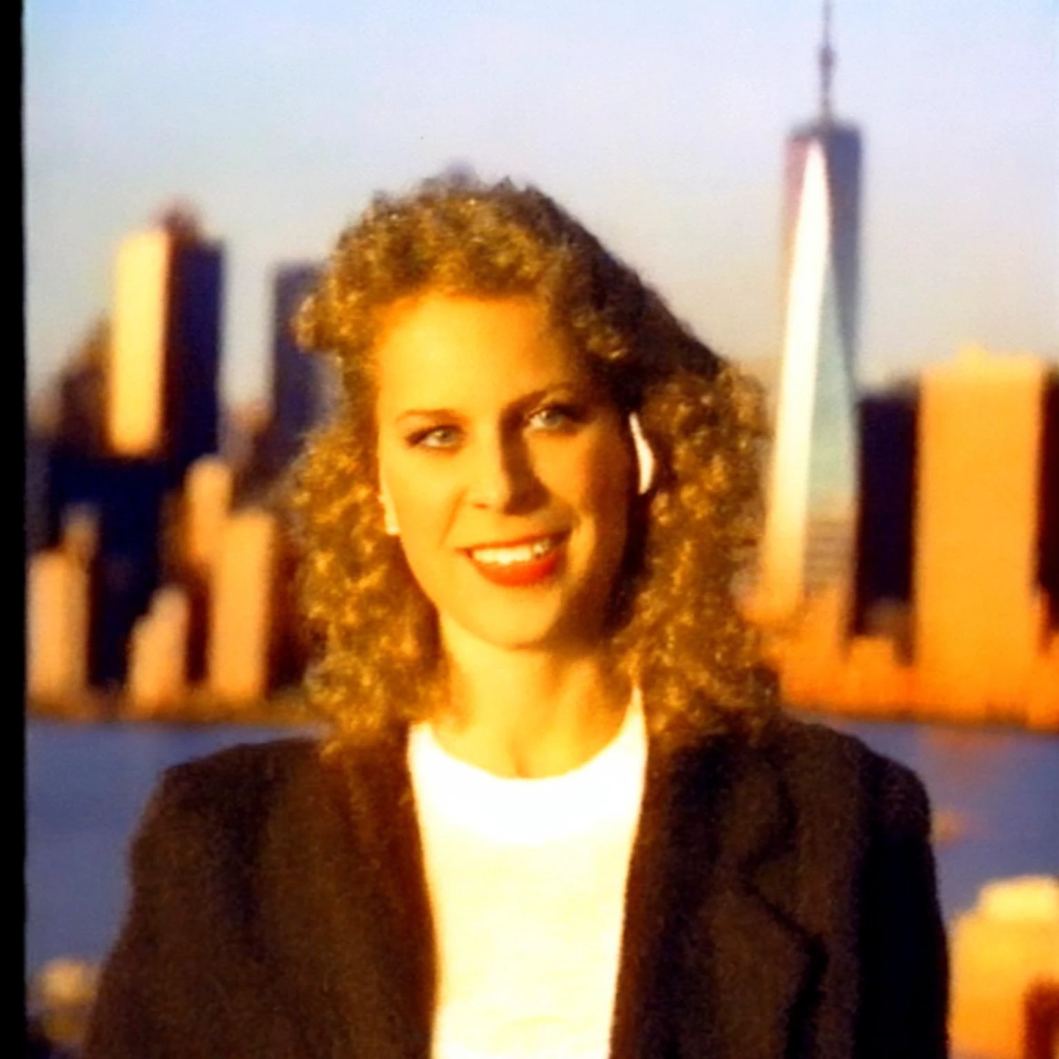 90VHS, vhs still from tv, vhs from documentary, vhs commercial, ((a white woman posing in front of new york city sunshine on VHS style image like 80s)), ((high quality:1.2, masterpiece:1.2)),high details, detailed and intricate, intricate details, high intricate details, absurd amount of details,((upper body:1.2)), portrait, Realism, Ambient Occlusion, Natural Lighting,Volumetric Lighting, Volumetric Light, Volumetric, <lora:90VHS-03:1>