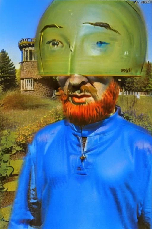 Weirdcore close-up of <ffurian> male character with beard, standing in green hills plants, 90VHS, (<ffurian> close-up, in blue clothing 1.3), ffurian looking at viewer (y2k aesthetic 0.8), ms paint style <lora:ms-paint-lora:1> (sunny weather 1.2), the matrix movie, <lora:y2kaesthetic:0.7>, 3d render, lush, bloom, neon, half0ster