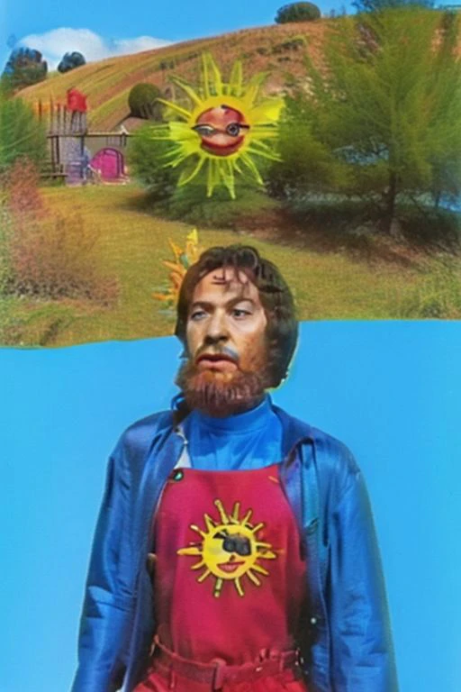 Weirdcore close-up of <ffurian> male character with beard, standing in pink hills plants, 90VHS, (<ffurian> close-up, in blue clothing 1.3), ffurian looking at viewer (y2k aesthetic 0.8), ms paint style <lora:ms-paint-lora:1> (sunny weather 1.2), the matrix movie, <lora:y2kaesthetic:0.7>, 3d render, lush, bloom, neon, half0ster