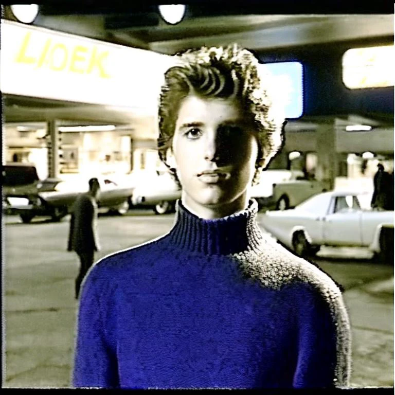 90VHS, vhs still from tv, vhs from documentary, vhs commercial, ((fashionable girl and boy models pose in the parking lot of a retro future restaurant in 2001 on VHS style image like 80s)), ((high quality:1.2, masterpiece:1.2)),high details, detailed and intricate, intricate details, high intricate details, absurd amount of details,((upper body:1.2)), portrait, Realism, Ambient Occlusion, Natural Lighting,Volumetric Lighting, Volumetric Light, Volumetric, <lora:90VHS-03:1>