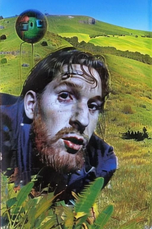 Weirdcore close-up of <ffurian> male character with beard, standing in green hills plants, 90VHS, (<ffurian> close-up, in german clothing 1.3), ffurian looking at viewer (y2k aesthetic 0.8), ms paint style <lora:ms-paint-lora:1> (sunny weather 1.2), the matrix movie, <lora:y2kaesthetic:0.7>, 3d render, lush, bloom, neon, half0ster