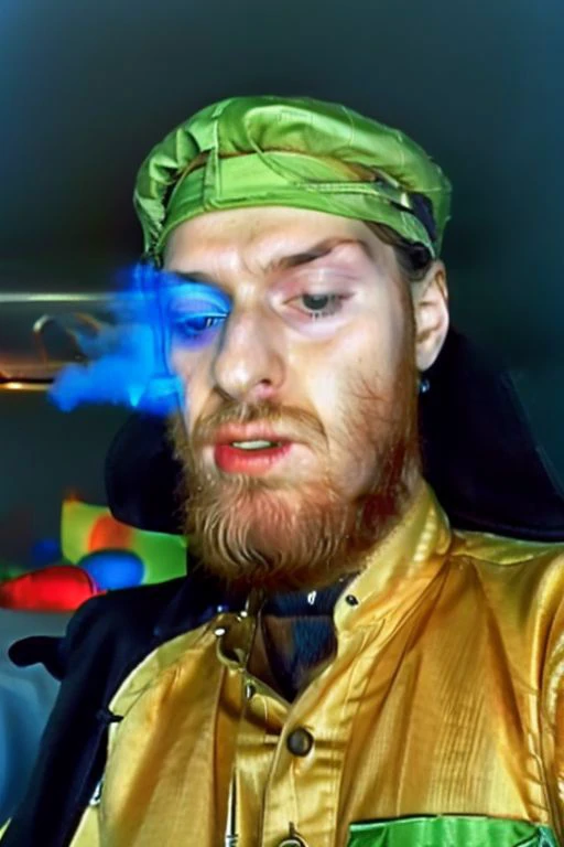 Weirdcore close-up of <ffurian> male character with beard, 90VHS, (<ffurian> close-up, in light clothing 1.3), looking at viewer (smoke 0.8), ms paint style <lora:ms-paint-lora:1> heavenly environment, (heavy rain weather 1.2), the matrix , <lora:y2kaesthetic:0.7>, 3d render