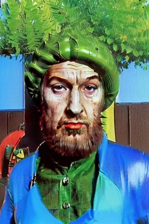 Weirdcore close-up of <ffurian> male character with beard, standing in green hills plants, 90VHS, (<ffurian> close-up, in blue clothing 1.3), ffurian looking at viewer (y2k aesthetic 0.8), ms paint style <lora:ms-paint-lora:1> (sunny weather 1.2), the matrix movie, <lora:y2kaesthetic:0.7>, 3d render, lush, bloom, neon, half0ster
