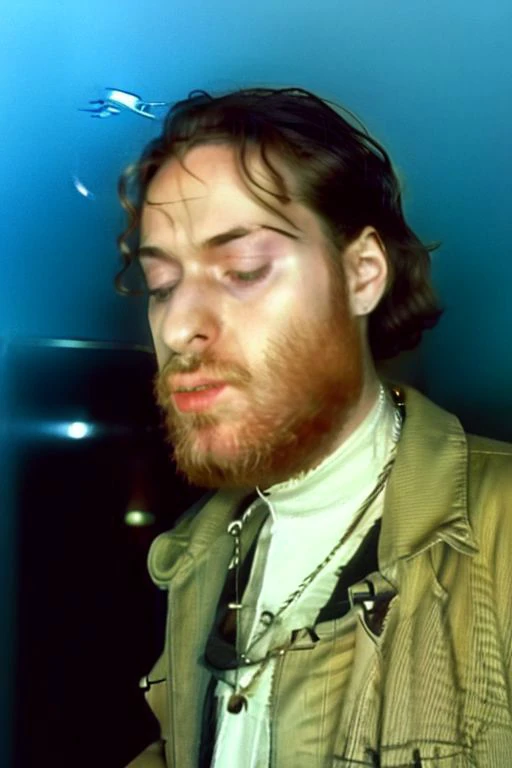 Weirdcore close-up of <ffurian> male character with beard, 90VHS, (<ffurian> close-up, in light clothing 1.3), ffurian looking at viewer (smoke 0.8), ms paint style <lora:ms-paint-lora:1> smokey environment, (heavy rain weather 1.2), the matrix movie, <lora:y2kaesthetic:0.7>, 3d render