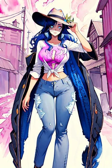 masterpiece, best quality, colorful, high resolution illustration, (1girl, watercolor, __focus__:1.3), (intricate details, makeup:0.5), (detailed beautiful delicate face, detailed beautiful delicate eyes, a face of perfect proportion, high detailed skin, detailed skin, a face of perfect proportion, detailed skin, large breasts, wide hips, smooth midriff, skiny and thin, __fashion__, __hair__:1.3), __location__,