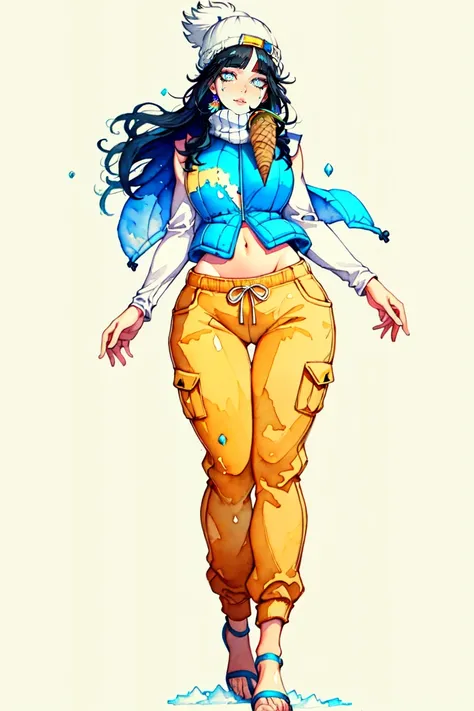 masterpiece, best quality, colorful, high resolution illustration, (watercolor, __focus__:1.3), (intricate details, makeup:0.5), (detailed beautiful delicate face, detailed beautiful delicate eyes, a face of perfect proportion, high detailed skin, detailed skin, a face of perfect proportion, detailed skin, large breasts, wide hips, smooth midriff, skiny and thin, __fashion__, __hair__:1.3), __location__