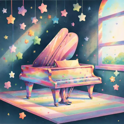 <lora:fullcolor_childbook:1>piano