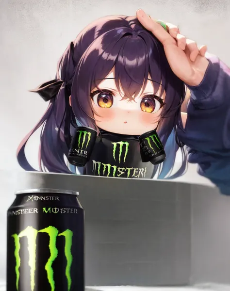 1girl, chibi, holding monster energy, monster energy, focus monster energy, <lora:my_LoRA_monsterEenergy_v2:0.5>