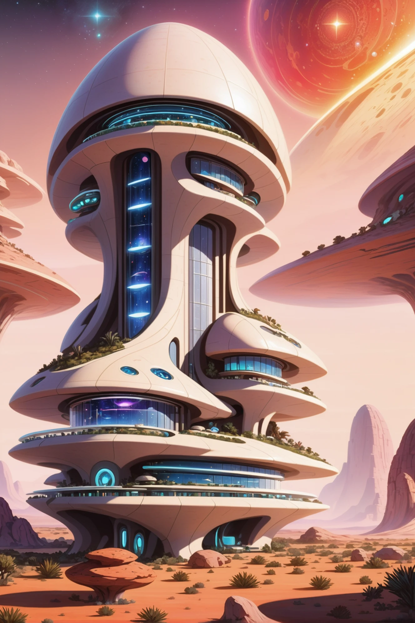 scifi, cheerful fantasy arcology outside of the universe<lora:EnvyAridModernismXL01:1><lora:EnvyBetterHiresFixXL01:0:hr=1>