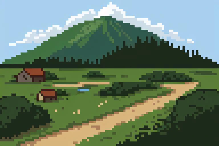 Ghibli inspired landscape background