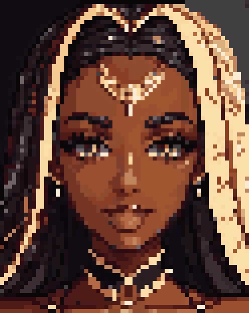 32-bit-pixel-art cinematic-still hdr 1girl prettyeyes <lora:Black_Women:0.95> <lora:Aesthetic-Portrait-V2:1> <lora:SSAHC:0.8> ssahc wearing-ssahc High-fashion Dynamic dramatic haute-couture elegant ornate-clothing High-Fashion bounced-lighting face-and-shoulders-portrait face-focus looking-at-the-viewer layered-hair masterpiece best-quality absurdres detailed ultra-detailed