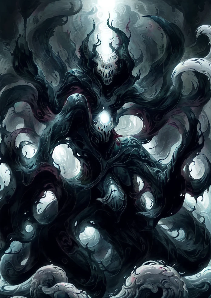 solo, <lora:monsterg:0.8> , <lora:mostg:0.75>, 1girl, monster , <lora:chaos:0.5>, <lora:LuisapCelestialGodsLora_v1:0.5> horror \(theme\),