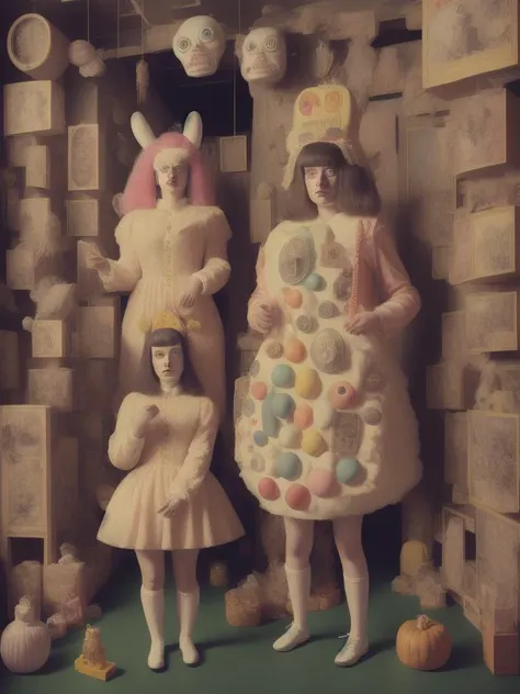 <lora:15NEIGHBORS:1>a woman in a costume standing in front of a building