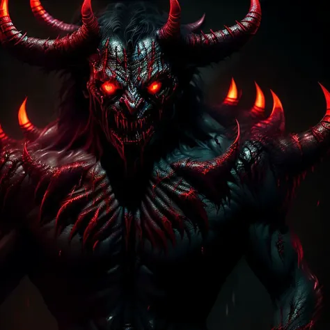 demondark, macro crisp quality, wet plate photograph full body of demon , horror , unreal engine, UE5, cinematic, very detailed, octane render + hyper realistic, Photograph, bright red eyes, red side light