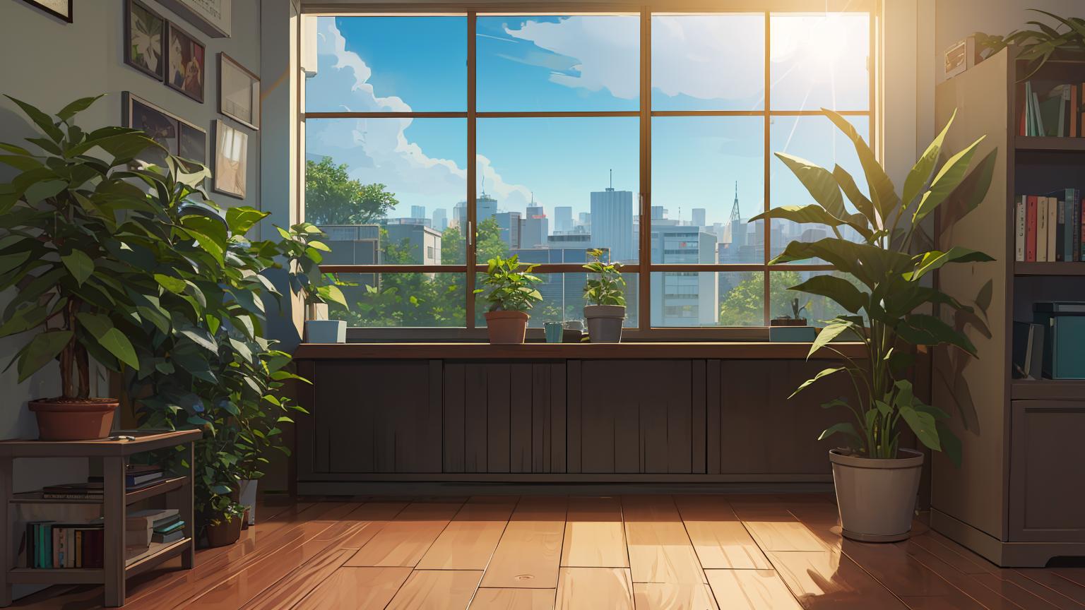 A view of a room with a window - SeaArt AI