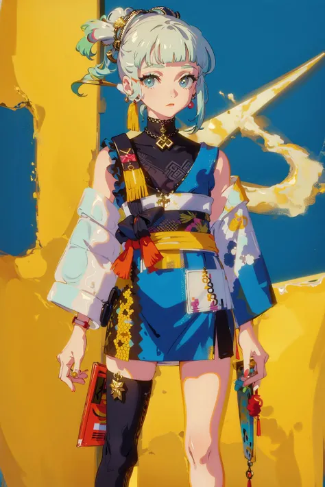 streetwear girl with pearl earring painting in streetwear clothing in tokyo