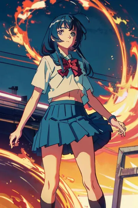 (8k, best quality, masterpiece:1.2),(best quality:1.0),ultra highres:1.0, extremely detailed, render, 4k, absurdres, HDR,
a young girl, kanamechidori, school uniform, serafuku