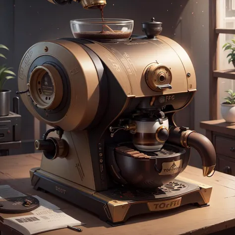 A coffee machine in the style of Pr0t0ssE