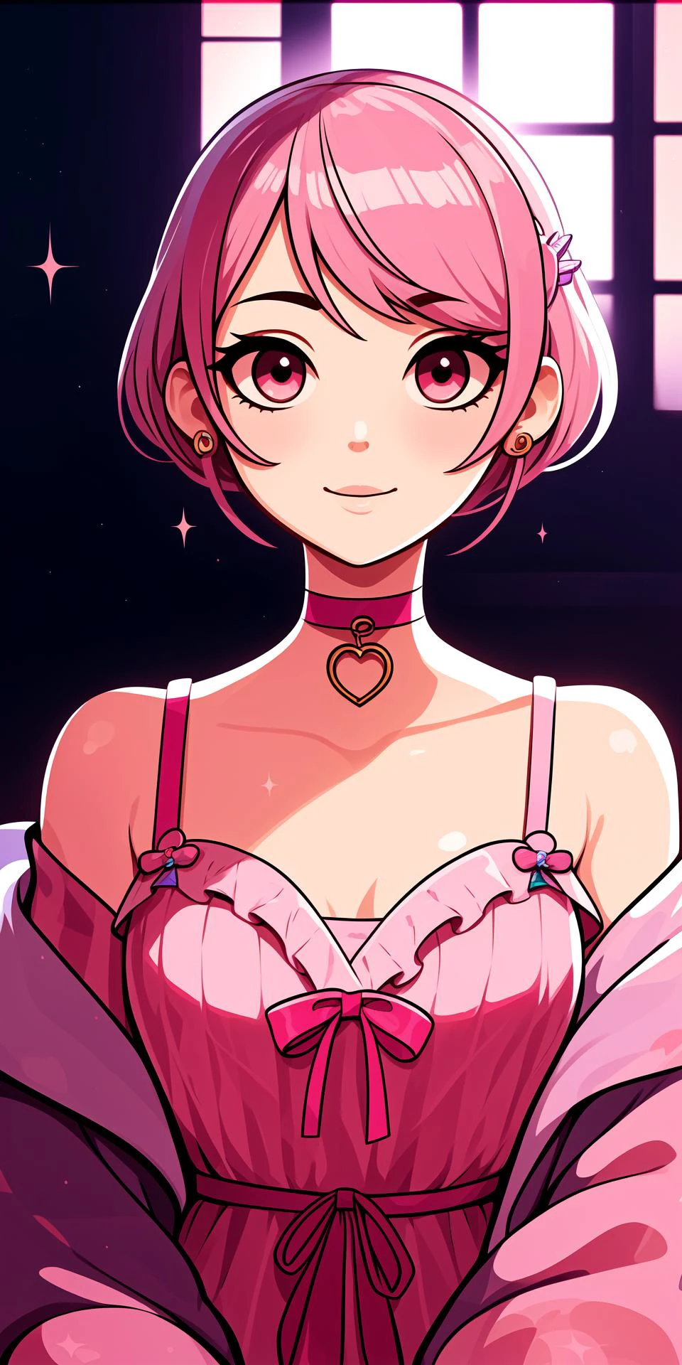 pill_earrings, blood_bag, pink_choker, idolmaster_cinderella_girls_starlight_stage, bandaid_hair_ornament, (pink_hair:1.2), blood, no_nose, smile, choker, pill, pink_eyes, earrings, idolmaster_cinderella_girls, 1girl, jewelry, yumemi_riamu, pink_collar, solo, off_shoulder
<lora:adventure:0.7>