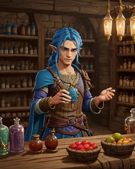 potion seller in a potion shop, breath of the wild