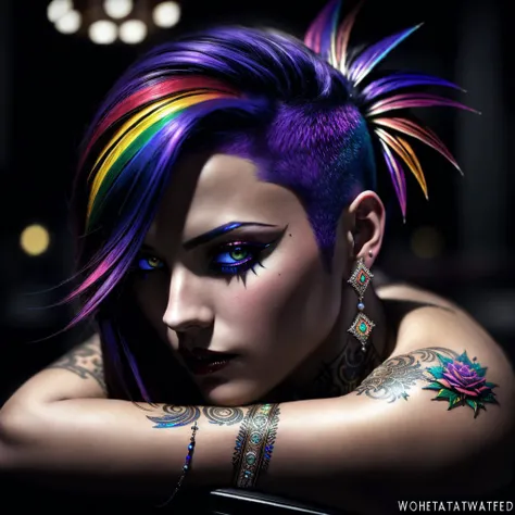 (Cinematic Photo:1.3) of (Ultra detailed:1.3),
beautiful European woman (vampire:1.1) in bar,
(Vampire The Masquerade:1.1),
(world of darkness:1.1),
(rainbowed:1.3) (epic mohawk:1.3),
(Wt FX:1.3),
Highly Detailed,
piercing,
tatoos,
(Baroque Art:1.3),
(Classical Realism:1.3),
(Kinemacolor:1.3),
(Cotton:1.1),
(Glamor Shot:1.2),
(Beautiful Lighting:1.2),
insanely detailed and intricate,
hypermaximalist,
elegant,
ornate,
(super detailed:1.2),
(Colorful:1.3), <lora:lowra_v10:0.8>