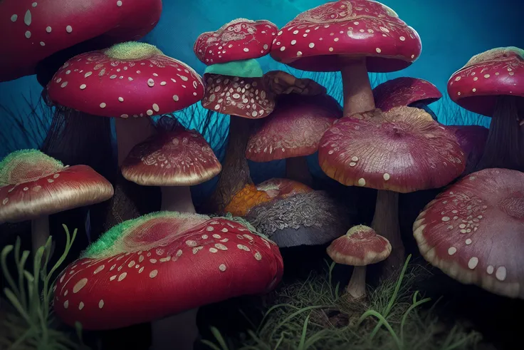 [saturated coral reef : creepy colorful mushrooms: 3], hyperrealism, intricate details  <lora:lowra_v10:0.8>