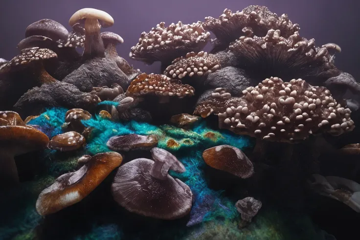 [saturated coral reef : creepy colorful mushrooms: 3], hyperrealism, intricate details  <lora:lowra_v10:0.8>