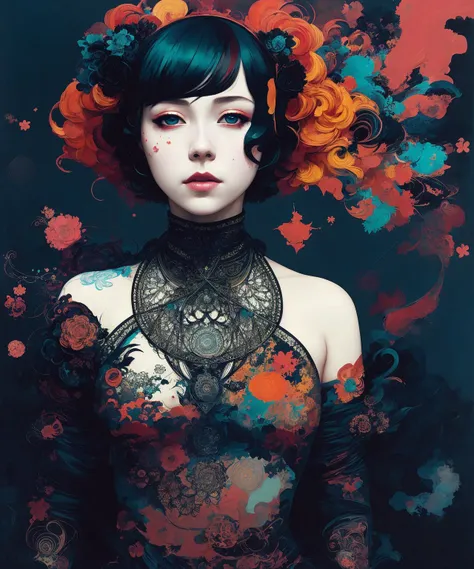 Sophia Lillis,underboob,official art, unity 8k wallpaper, ultra detailed, beautiful and aesthetic, masterpiece, best quality, (zentangle, mandala, tangle, entangle), (fractal art:1.3) , 1girl, extremely detailed, dynamic angle, cowboyshot, the most beautiful form of chaos, elegant, a brutalist designed, vivid colours, romanticism, by james jean, roby dwi antono, ross tran, francis bacon, michal mraz, adrian ghenie, petra cortright, gerhard richter, takato yamamoto, ashley wood, atmospheric,warrior, (multicolored background:1.1)
<lora:LowRA_v20:0.4>