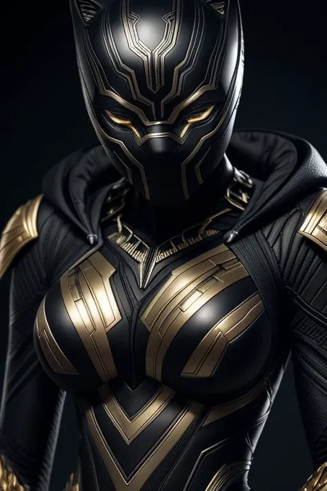 black panther woman, hyperdetailed suit , sexy curved body, intricated mecha suit, intricated, (gold intricated patens on suit:1), intricated suit, heroic pose, close up shot, bokeh background, low contrast, perfect muscular body <lora:LowRA:0.6>, Photorealistic, Hyperrealistic, Hyperdetailed, analog style, detailed skin, matte skin, soft lighting, subsurface scattering, realistic, heavy shadow, masterpiece, best quality, ultra realistic, 8k, golden ratio, Intricate, High Detail, film photography, soft focus